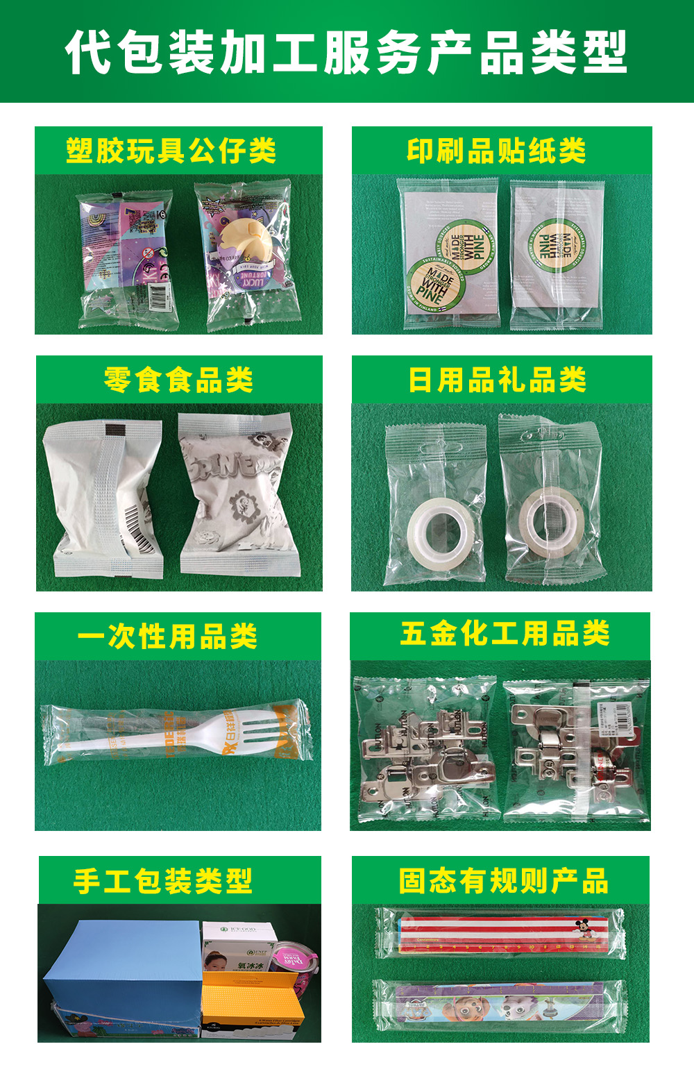 包装加工服务产品类型